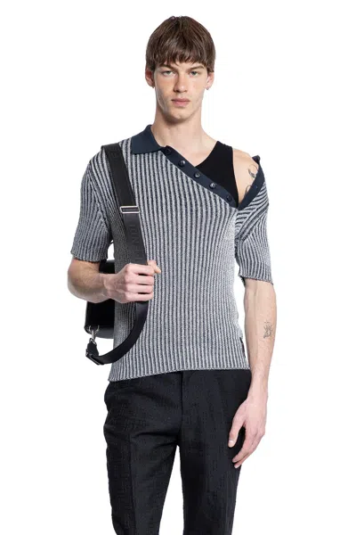 Fendi Polo In Misto Viscosa Stretch Ricamata  Uomo In Stripped