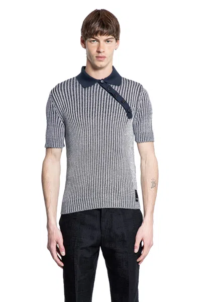 Fendi Polo In Misto Viscosa Stretch Ricamata  Uomo In Stripped