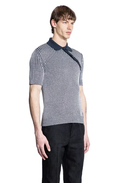 Fendi Polo In Misto Viscosa Stretch Ricamata  Uomo In Stripped