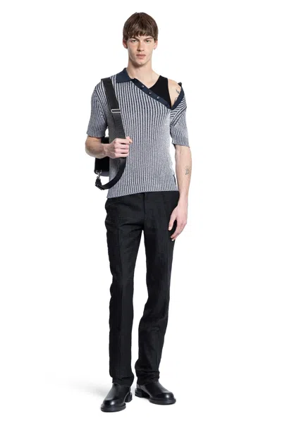 Fendi Polo In Misto Viscosa Stretch Ricamata  Uomo In Stripped