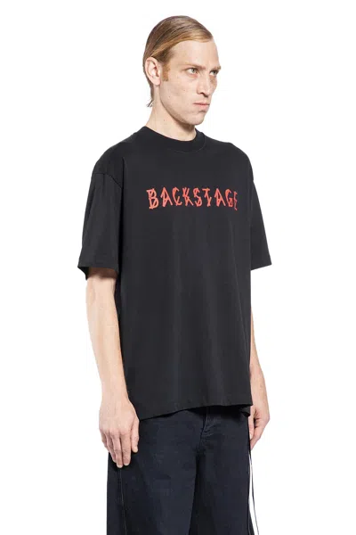 44 Label Group Black T-shirt With Print On The Front And Maxi Logo On The Back In Black
