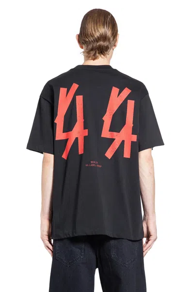44 Label Group Black T-shirt With Print On The Front And Maxi Logo On The Back In Black