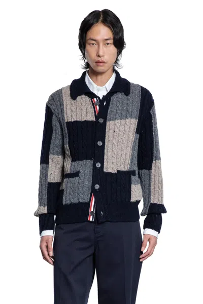 Thom Browne Patchwork Cable Knit Intarsia Cardigan