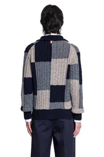 Thom Browne Patchwork Cable Knit Intarsia Cardigan
