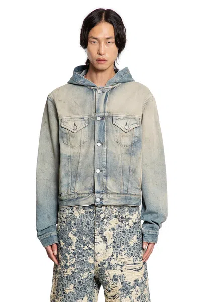 Acne Studios Hooded Buttoned-cuff Short Jackets In Blue