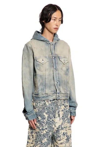 Acne Studios Hooded Buttoned-cuff Short Jackets In Blue