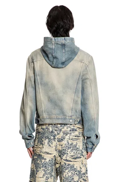 Acne Studios Hooded Buttoned-cuff Short Jackets In Blue