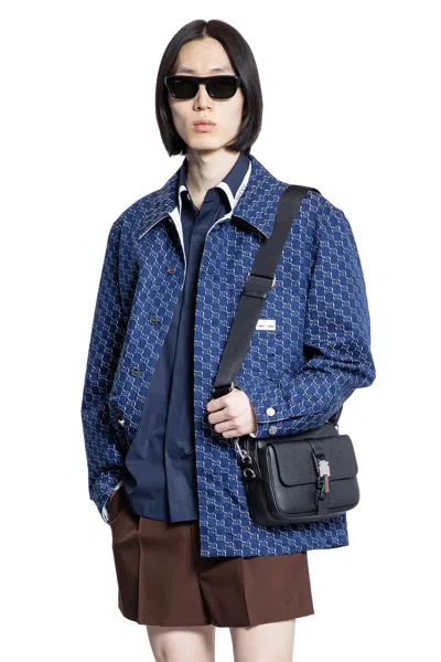 Gucci Gg Shadow-jacquard Cotton Jacket In Blue