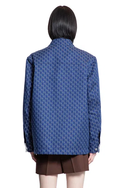 Gucci Gg Shadow-jacquard Cotton Jacket In Blue