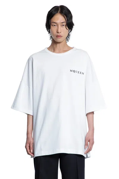 Alexander Mcqueen White Polo Shirt With Classic Collar And Logo Lettering Embroidery On The Front In Cotton Man In White