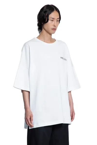 Alexander Mcqueen White Polo Shirt With Classic Collar And Logo Lettering Embroidery On The Front In Cotton Man In White