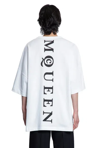 Alexander Mcqueen White Polo Shirt With Classic Collar And Logo Lettering Embroidery On The Front In Cotton Man In White