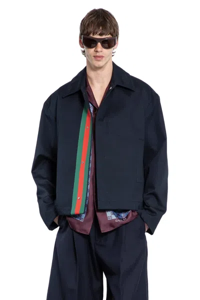 Gucci Cotton Canvas Overshirt In Blue
