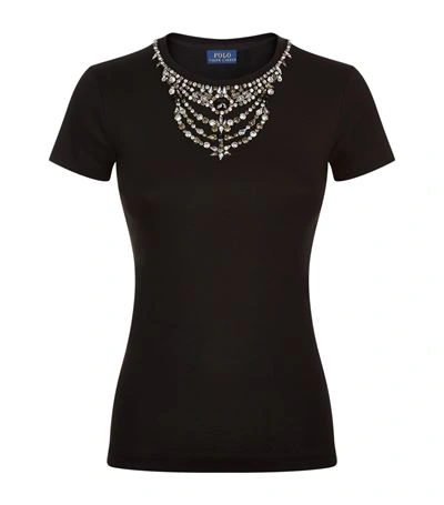 Polo Ralph Lauren Embellished Short Sleeve T-shirt In Black