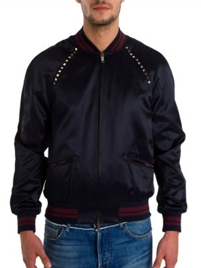 Shop Valentino Rockstud Souvenir Jacket In Navy