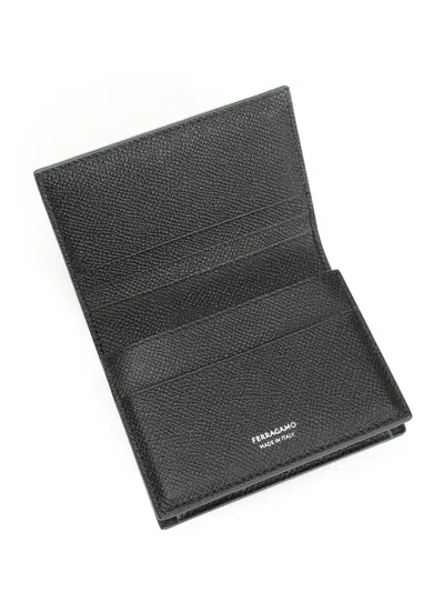 Ferragamo Micro Gancio Business Card Card Case With Zip Wallets Green In Green