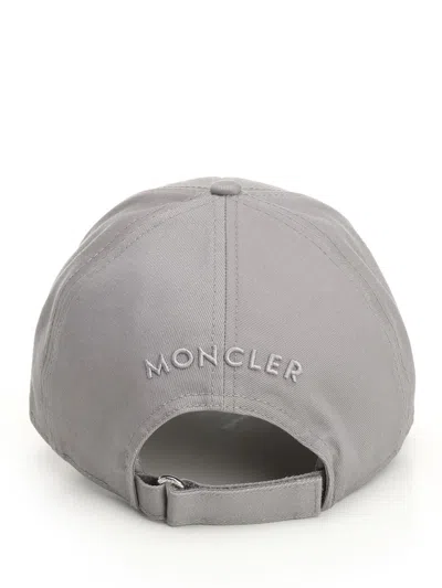 Moncler Grey Cotton Gabardine Baseball Cap In Gray
