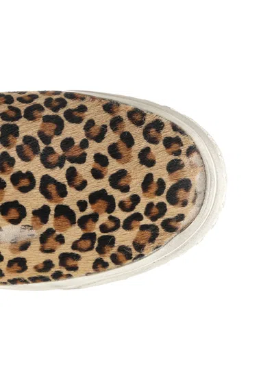 Golden Goose Brown Low Top Sneakers With Embossed Logo On The Heel And All-over Leopard Motif In Lea