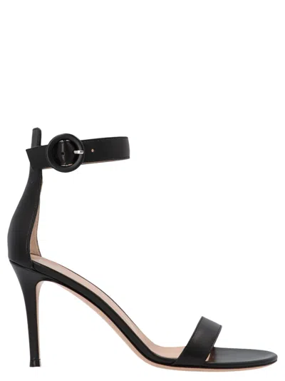 Gianvito Rossi Portofino 70mm Suede Sandals In Black