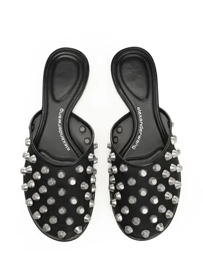 Alexander Wang Pointed Toe Flat Sandals In Black