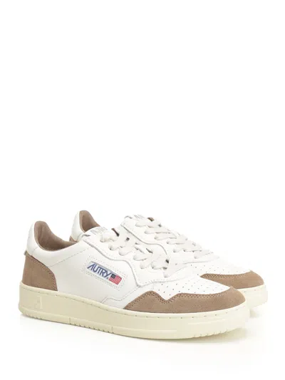 Autry Low Sneaker With Contrast Panels And Perforated Detailing In White