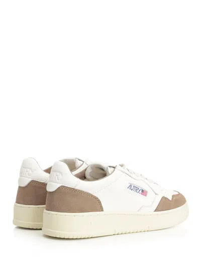 Autry Low Sneaker With Contrast Panels And Perforated Detailing In White