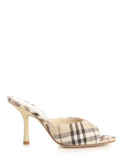 Burberry 90mm Lf Mews Check Textile Mules