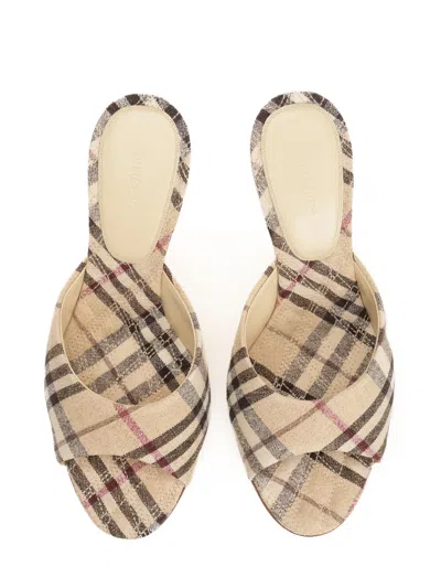 Burberry 90mm Lf Mews Check Textile Mules