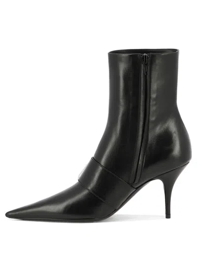 Balenciaga Women Leather Ankle Boots With Maxi Buckle In Black