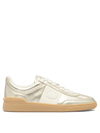 Valentino Garavani Women Gold Laminated Calfskin Upvillage Sneakers In Neutral