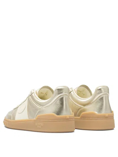 Valentino Garavani Women Gold Laminated Calfskin Upvillage Sneakers In Neutral