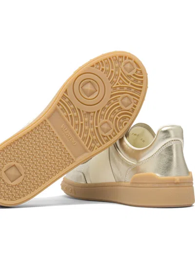 Valentino Garavani Women Gold Laminated Calfskin Upvillage Sneakers In Neutral
