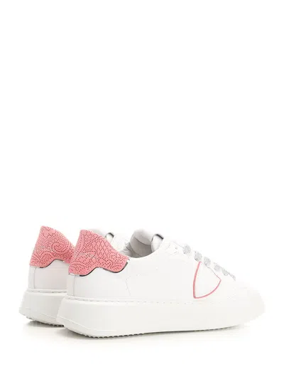 Philippe Model Low Top Leather Sneakers With Contrast Heel Tab
