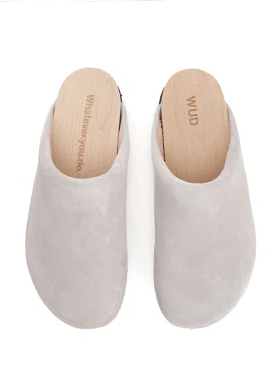Wud Suede Clogs Sandals Grey