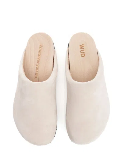 Wud Suede Clogs Sandals Beige