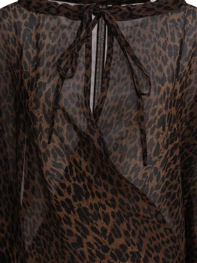 Balenciaga Sheer Silk Blouse With Leopard Print