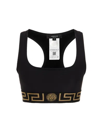 Versace Jersey Top With Topeka Bi-stretch Organic Cotton In Black