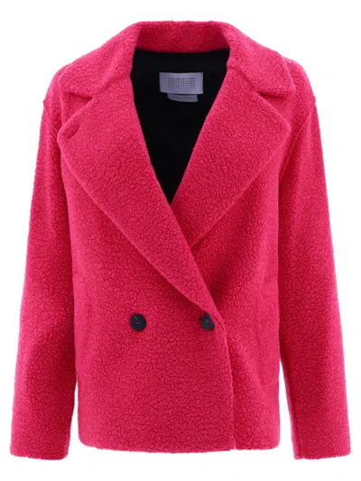 Harris Wharf London Textured Fabric Double-breasted Coat With Notched Lapels