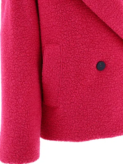 Harris Wharf London Textured Fabric Double-breasted Coat With Notched Lapels