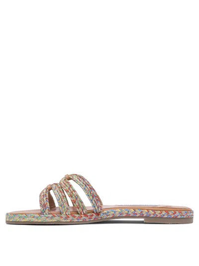 Aquazzura Braided Fabric Sandals With Intertwined Straps In Brown