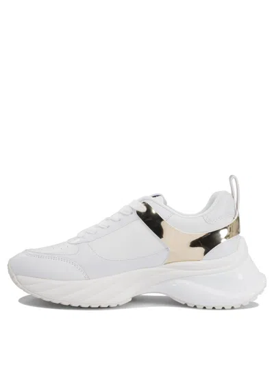 Pinko Leather Slip-on Sneakers With Metallic Accents In White