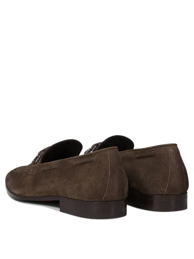 Ferragamo Almond Toe Suede Finish Tassel Loafers