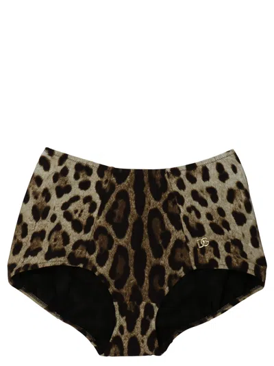 Dolce & Gabbana Animal Print Briefs Beachwear Brown