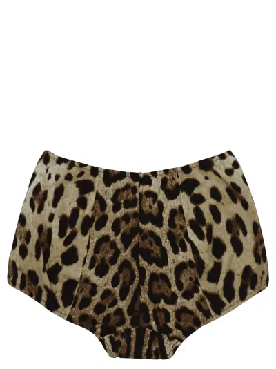 Dolce & Gabbana Animal Print Briefs Beachwear Brown