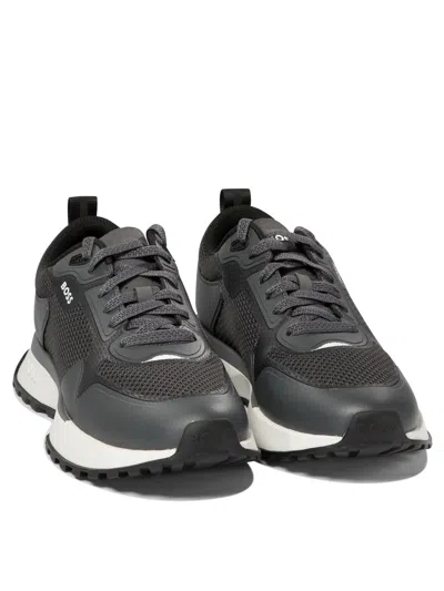 Hugo Boss Boss Jonah Run Black Mesh Sneaker In Black