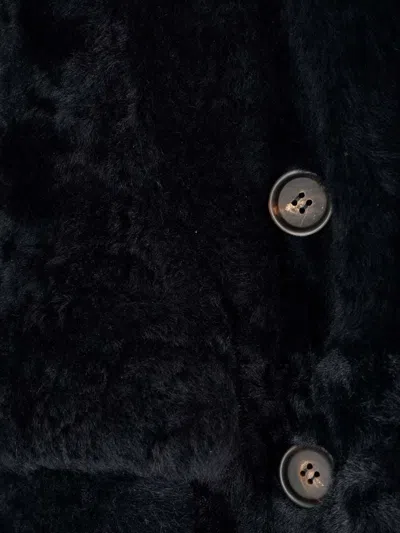 Brunello Cucinelli Shearling Coat Coats Blue In Multi