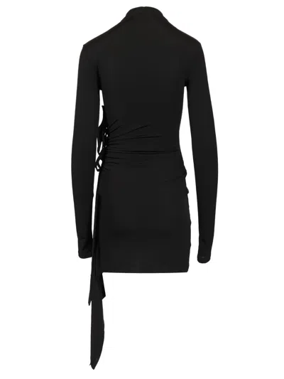 Off-white Sec Skin Draped Mini Dress Ls Black - Bl Dresses Black