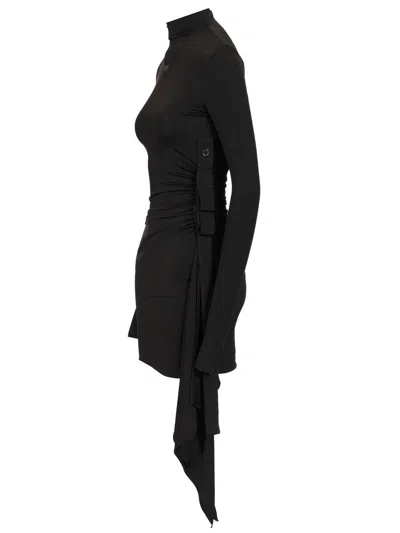 Off-white Sec Skin Draped Mini Dress Ls Black - Bl Dresses Black