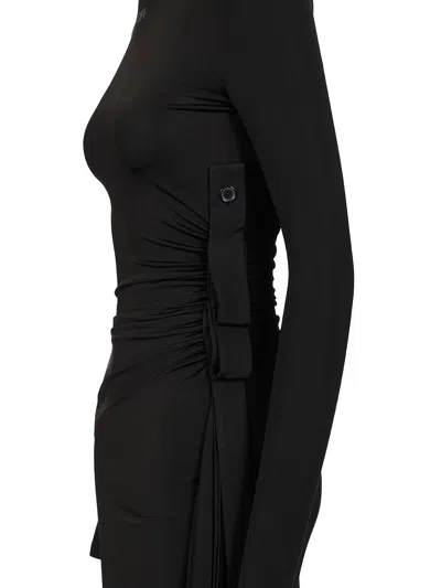 Off-white Sec Skin Draped Mini Dress Ls Black - Bl Dresses Black