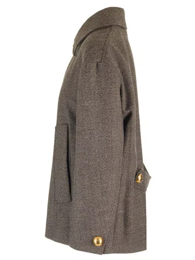 Ami Alexandre Mattiussi Wool And Cotton Caban Coats Brown